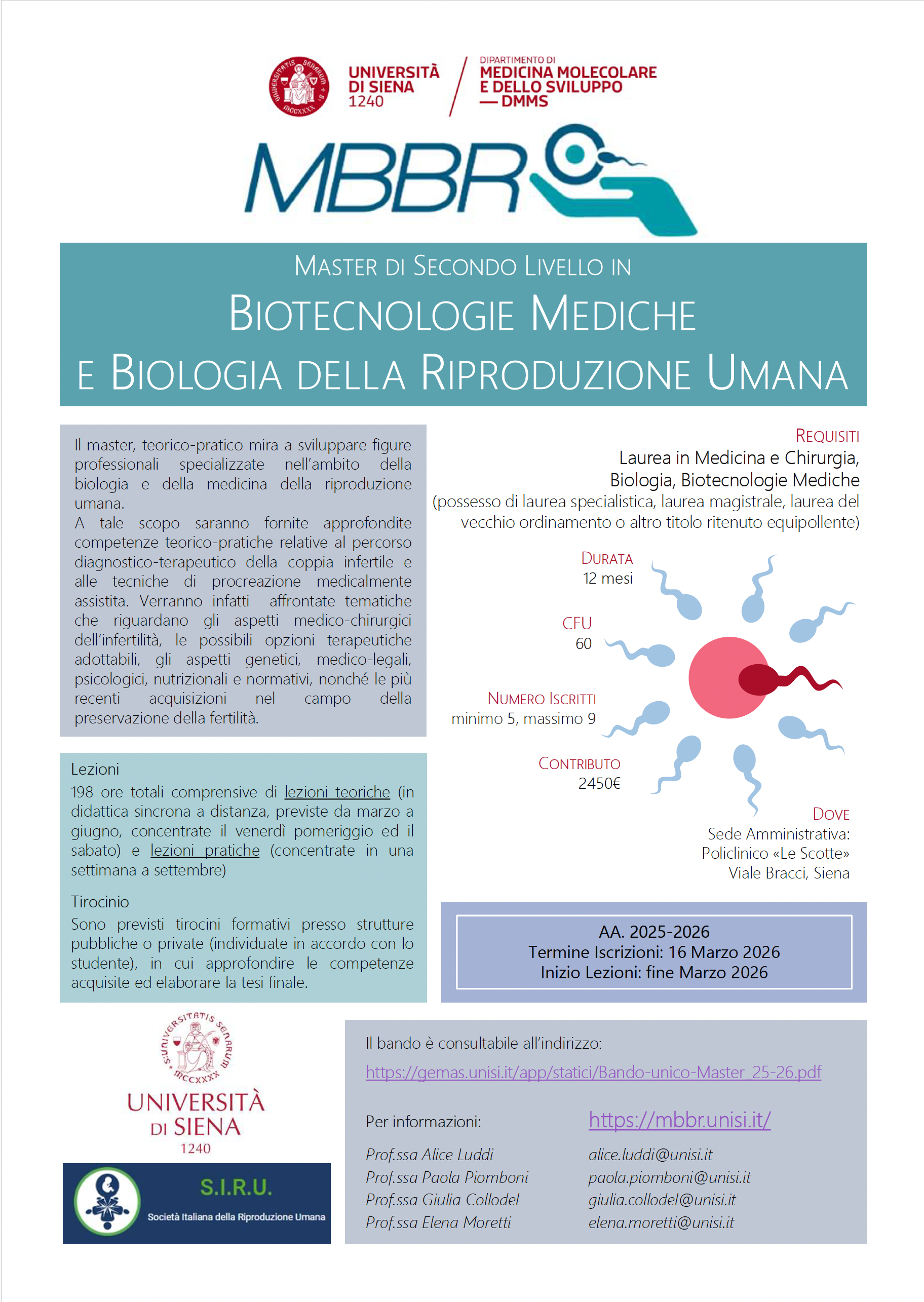 BIOTECNOLOGIE MEDICHE E BIOLOGIA DELLA RIPRODUZIONE UMANA